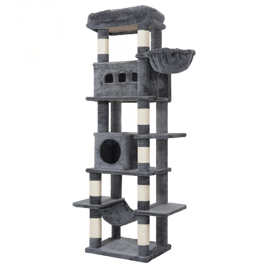 Arbre à Chat 170 cm — 6 Niveaux 8 Griffoirs Sisal Plateforme Lavable — Arbre à Chat CATLYX