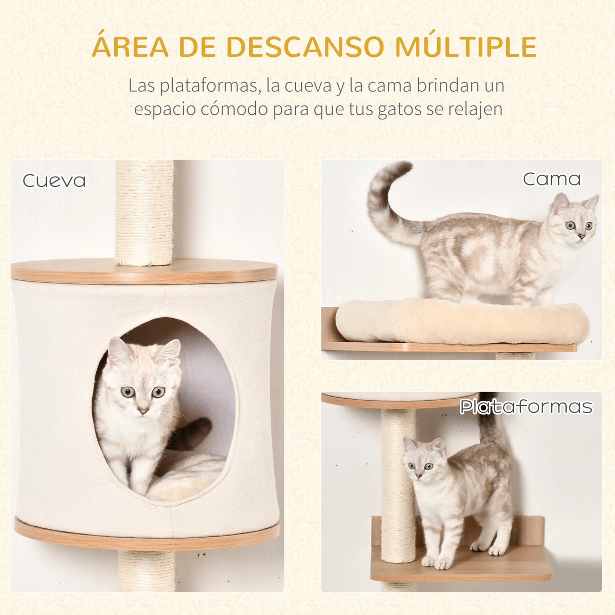 Étagères Murales pour Chat PawHut — Plateforme et Griffoir Mural