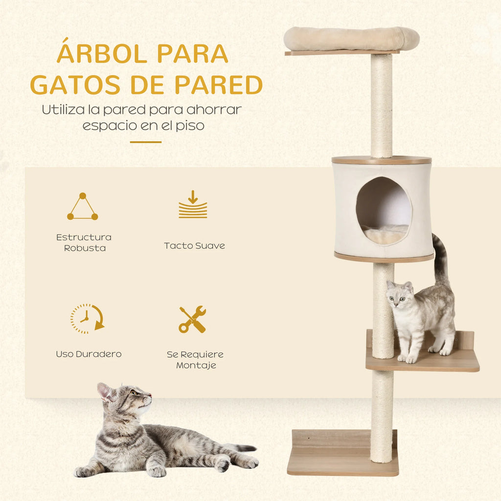 Étagères Murales pour Chat PawHut — Plateforme et Griffoir Mural