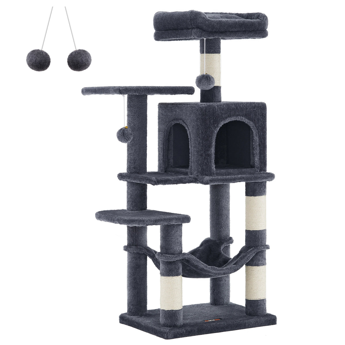 Arbre à Chat 112 cm — Tour Multi-Niveaux avec Griffoirs Sisal et 2 Perchoirs