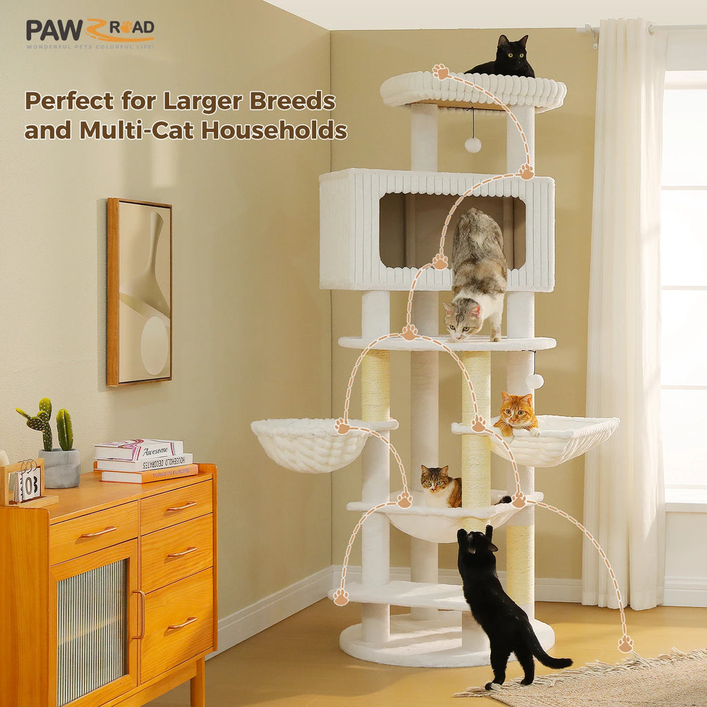 Arbre à Chat XXL Multi-Niveaux — Deux Condos et Grand Hamac