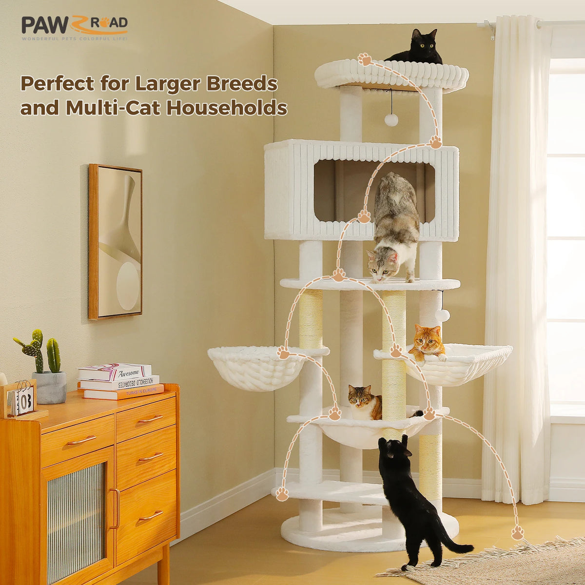 Arbre à Chat XXL Multi-Niveaux — Deux Condos et Grand Hamac