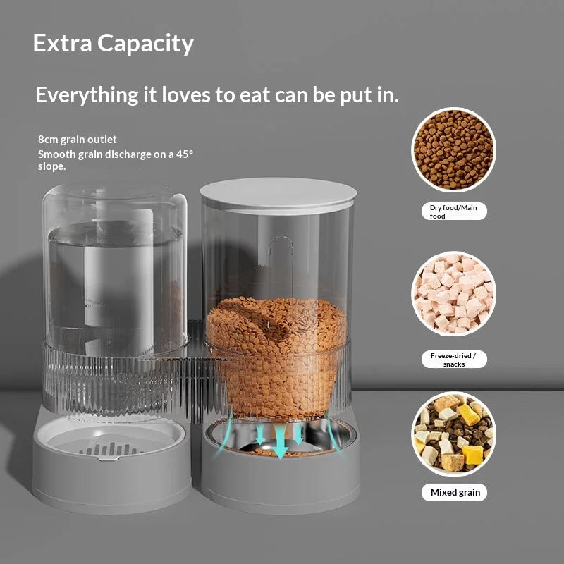 Distributeur Automatique de Croquettes et d'Eau Gravité — Gamelle Combinée
