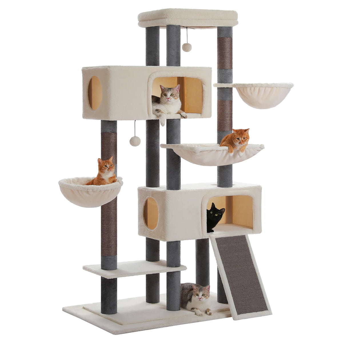Arbre à Chat XXL Multi-Niveaux — Deux Condos et Grand Hamac