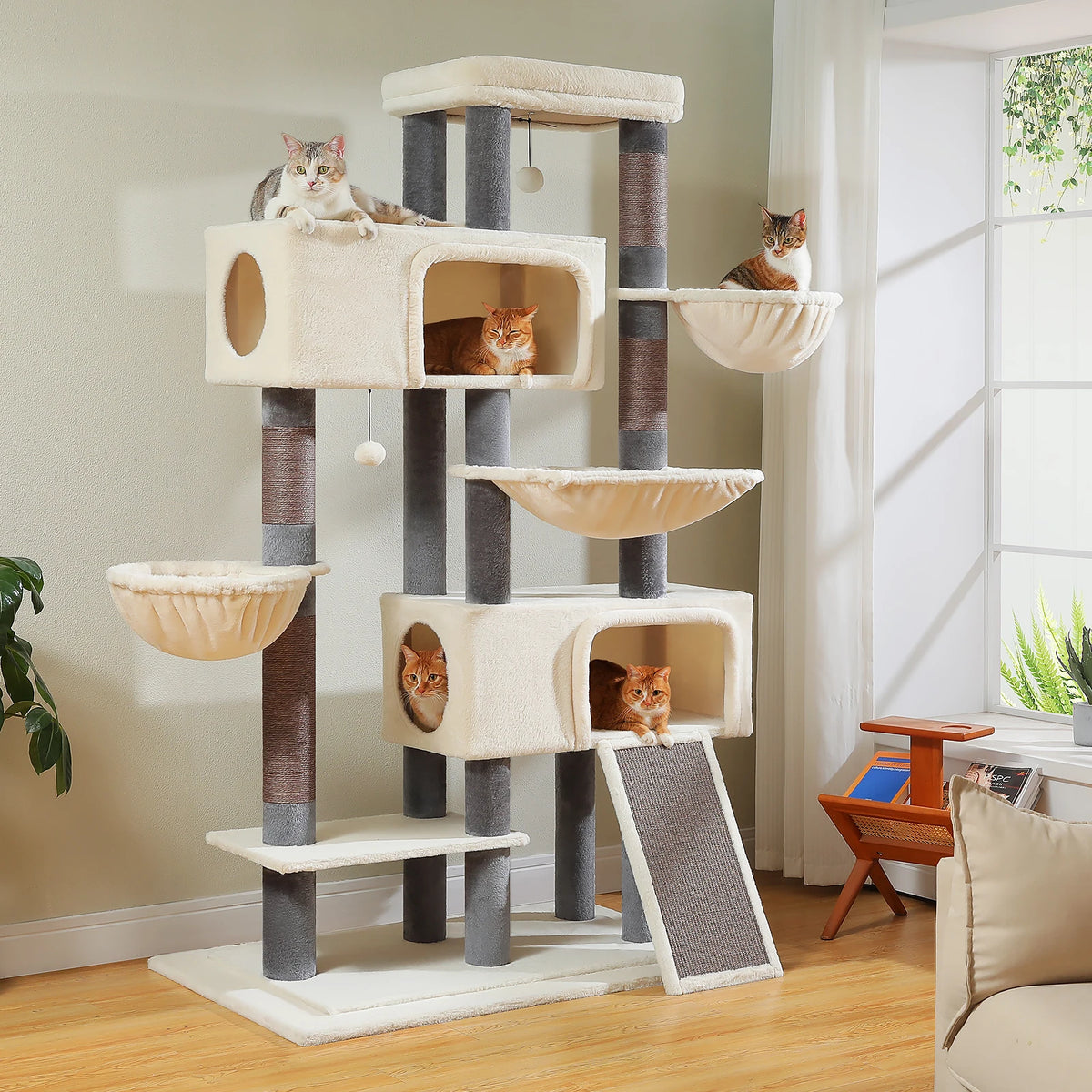 Arbre à Chat XXL Multi-Niveaux — Deux Condos et Grand Hamac