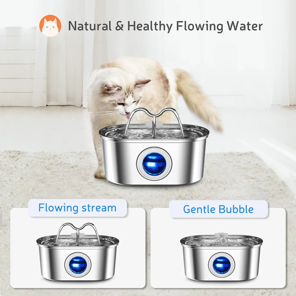 Fontaine à Eau en Inox 3,2 L avec Pompe Silencieuse et LED