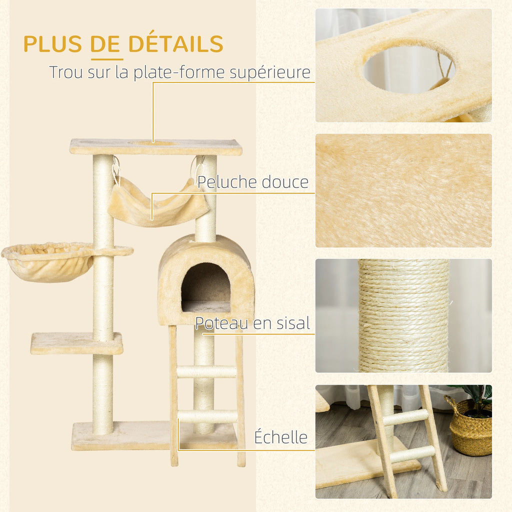 Arbre à Chat PawHut 98 cm — Hamac, Niche, Plateformes et Panier