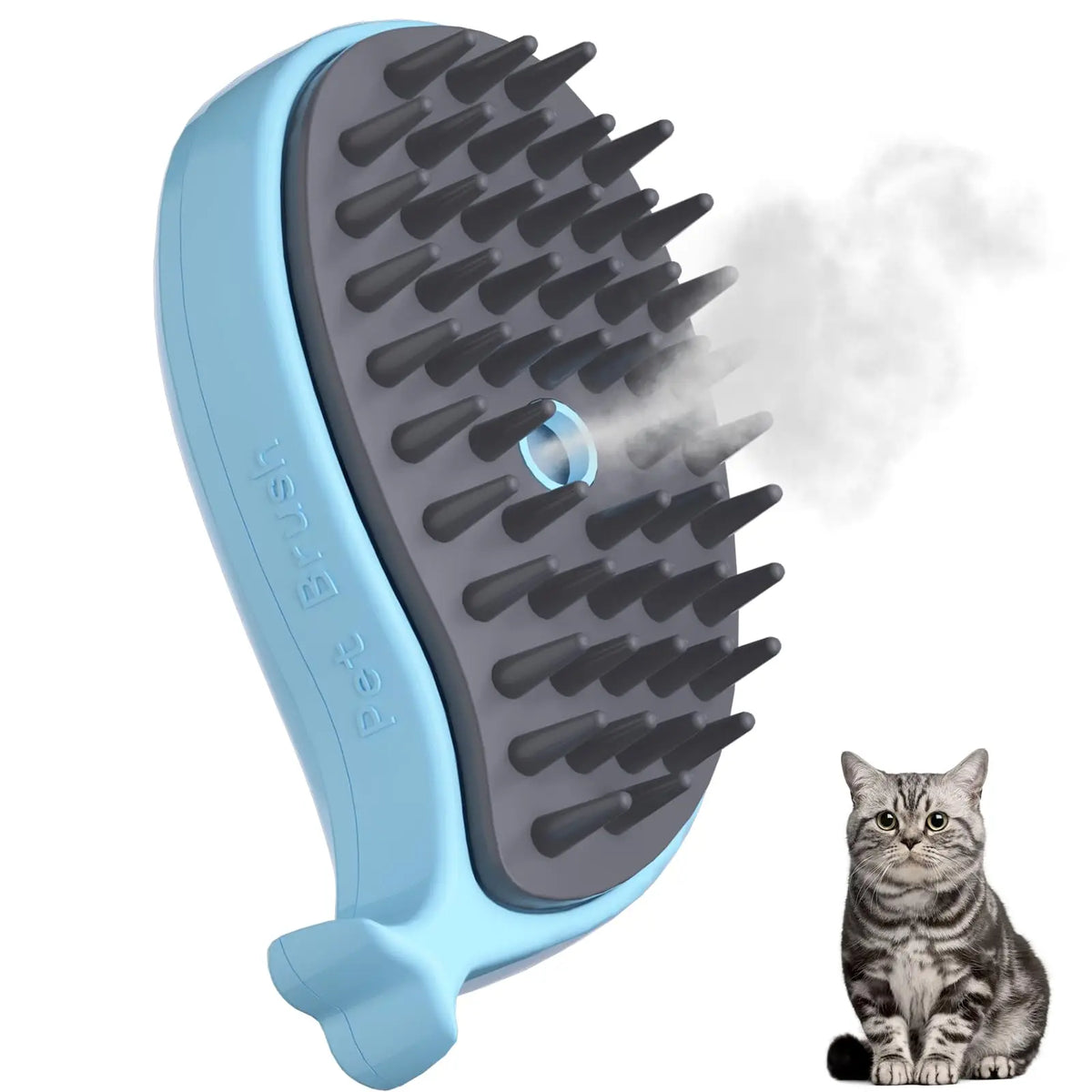 Brosse Vapeur 3-en-1 pour Chat — Soies Silicone Douces
