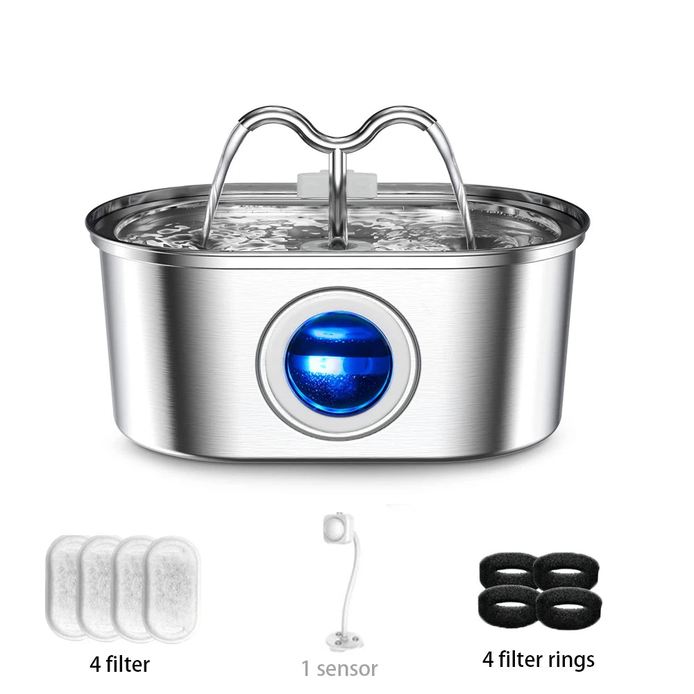 Fontaine à Eau en Inox 3,2 L avec Pompe Silencieuse et LED