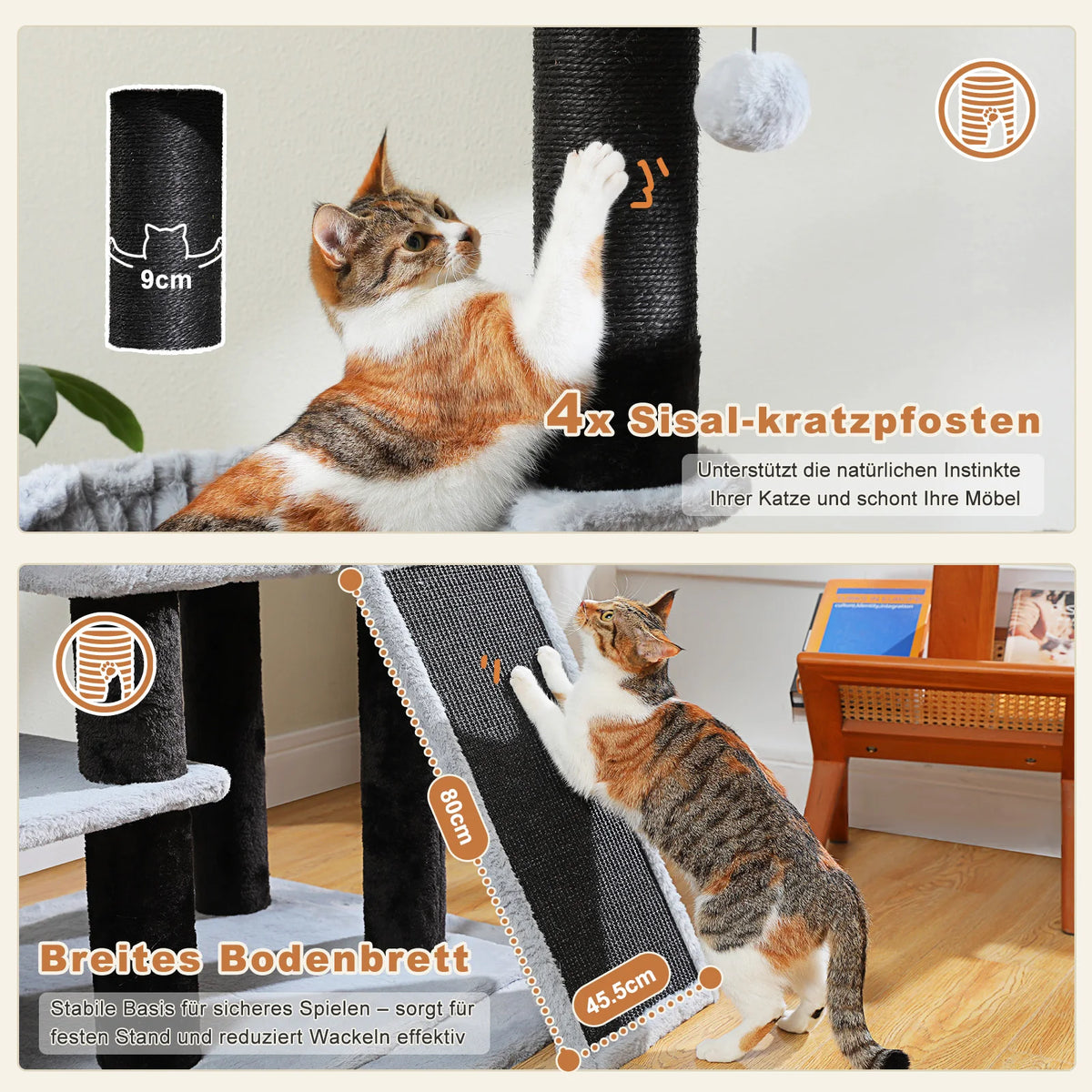 Arbre à Chat XXL Multi-Niveaux — Deux Condos et Grand Hamac