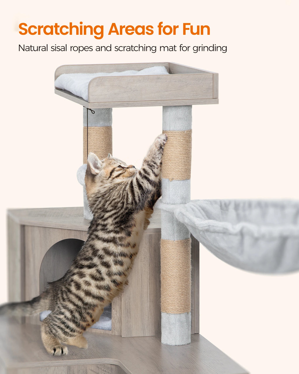 Arbre à Chat Meuble Litière 4-en-1 — Grande Plateforme