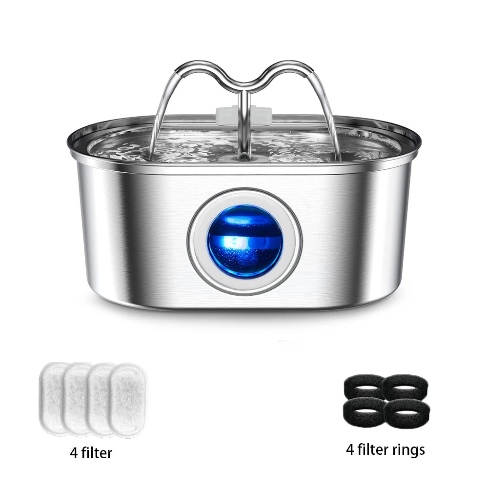 Fontaine à Eau en Inox 3,2 L avec Pompe Silencieuse et LED
