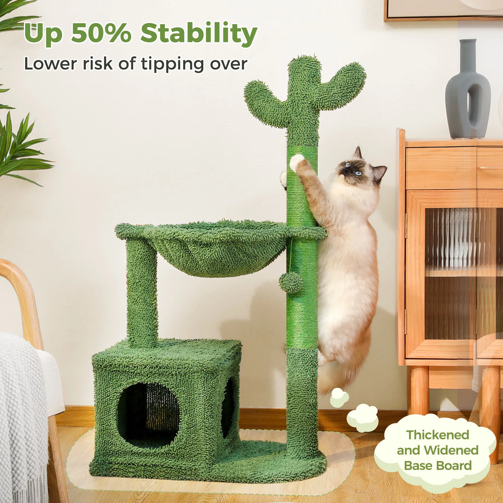 Arbre à Chat Cactus 102 cm — Condo Hamac Métal Griffoir Sisal Vert — Arbre à Chat CATLYX