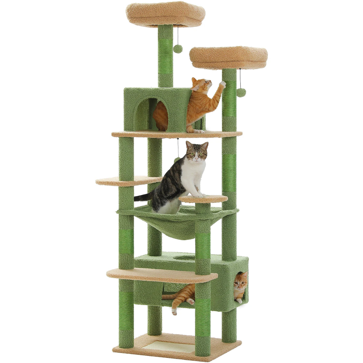 Arbre à Chat 184 cm — 8 Niveaux Condo XL 53x30x25 cm 7 Poteaux Sisal Griffoir Horizontal — Arbre à Chat CATLYX