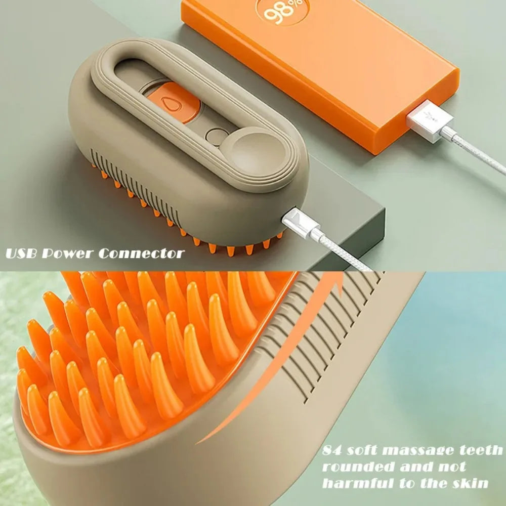 Brosse Vapeur 3-en-1 pour Chat — Spray, Massage et Nettoyage
