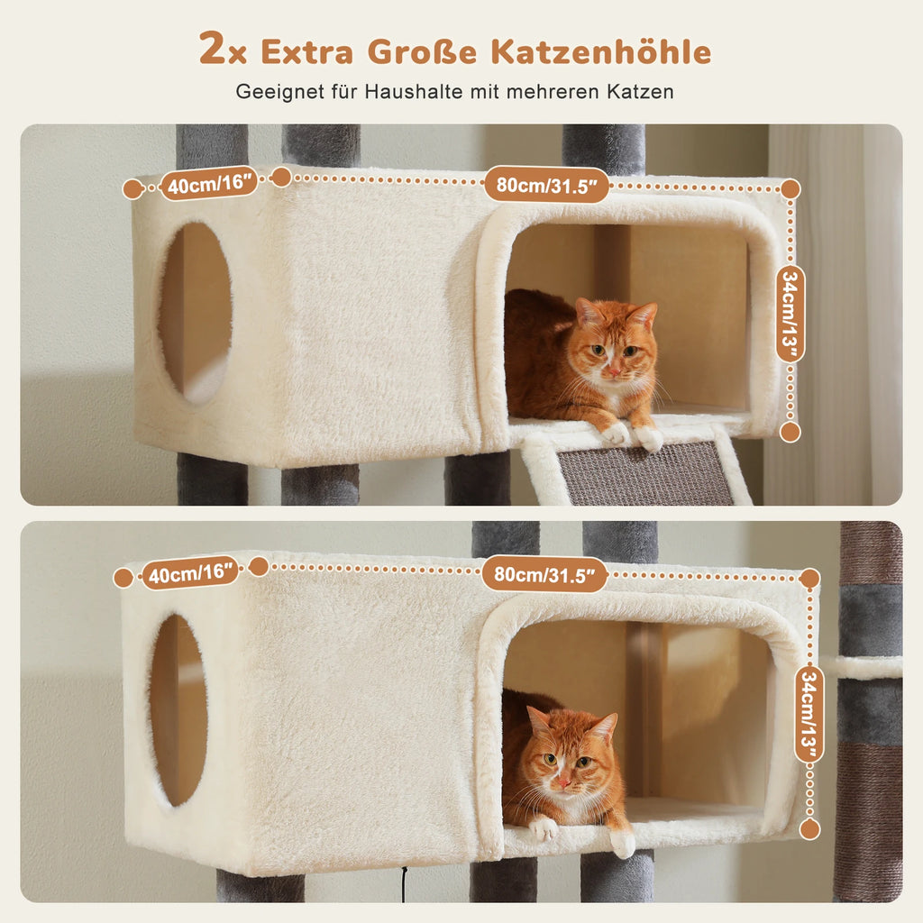 Arbre à Chat XXL Multi-Niveaux — Deux Condos et Grand Hamac