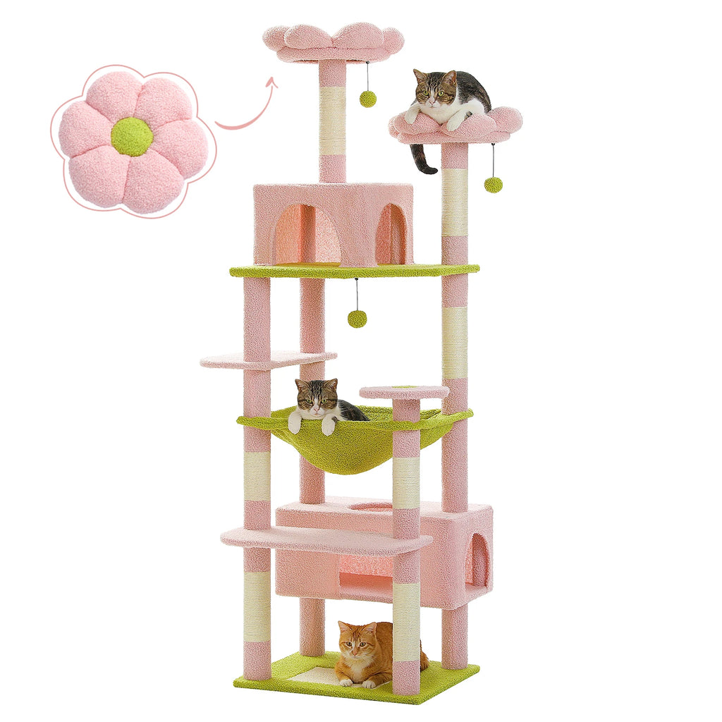 Arbre à Chat 184 cm — 8 Niveaux Condo XL 53x30x25 cm 7 Poteaux Sisal Griffoir Horizontal — Arbre à Chat CATLYX