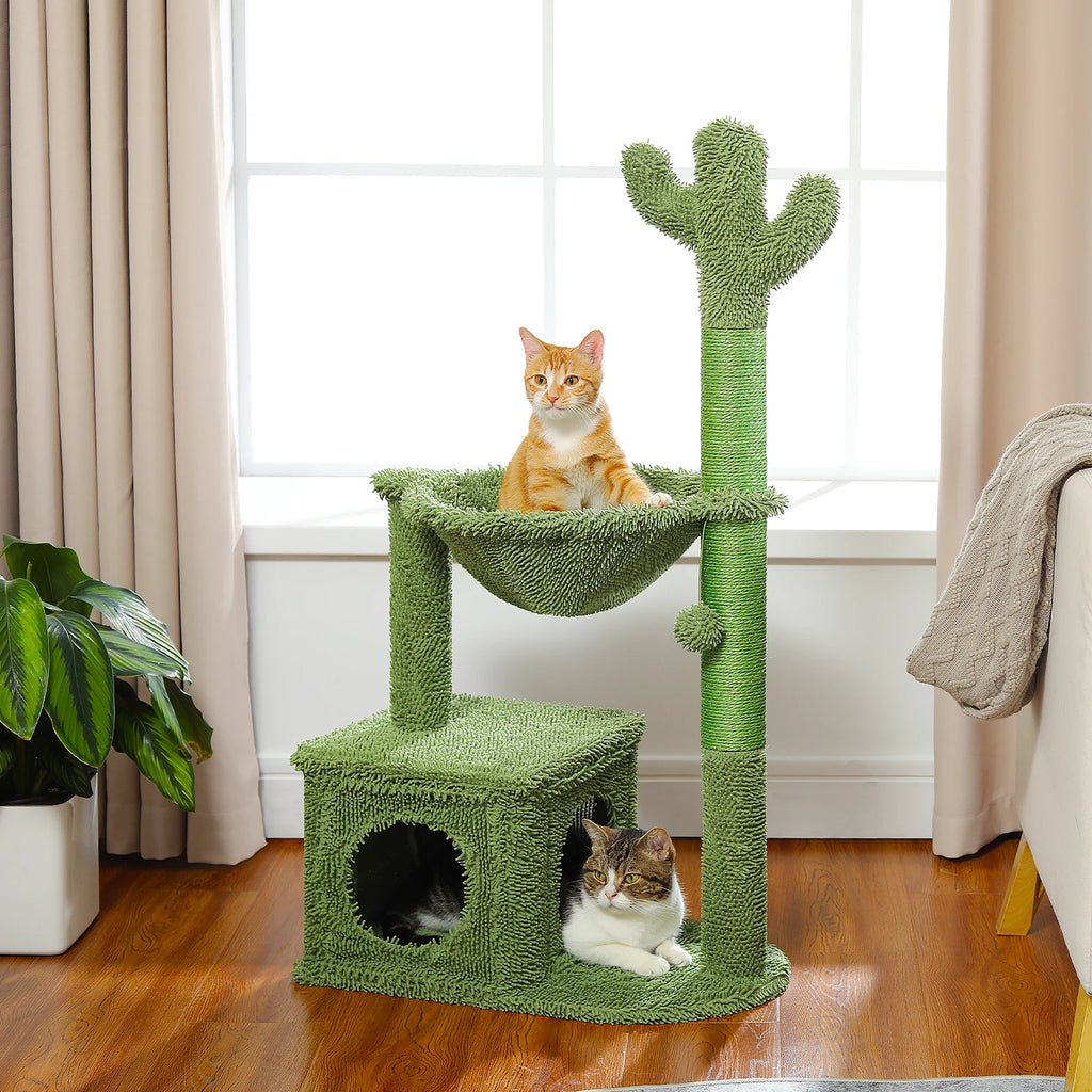 Arbre à Chat Cactus 102 cm — Condo Hamac Métal Griffoir Sisal Vert — Arbre à Chat CATLYX