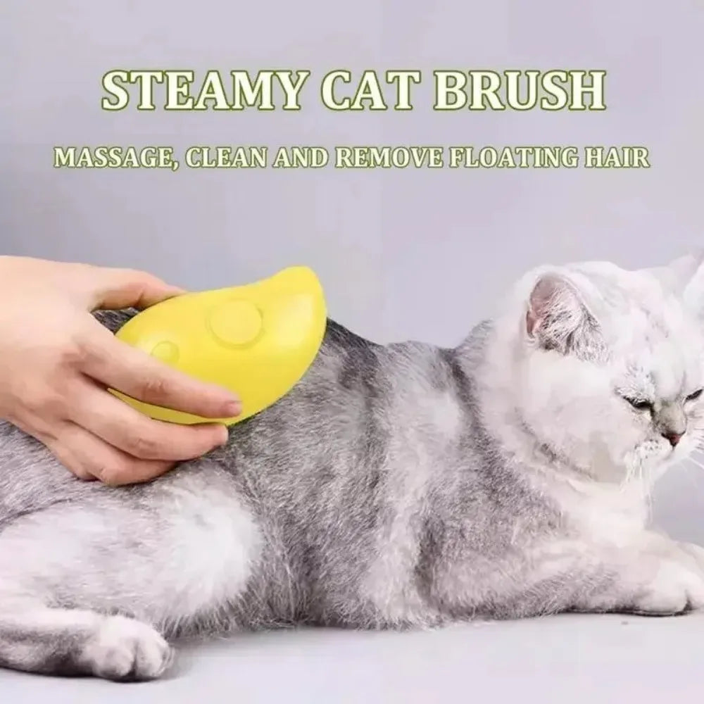 Brosse Vapeur 3-en-1 pour Chat — Spray, Massage et Nettoyage