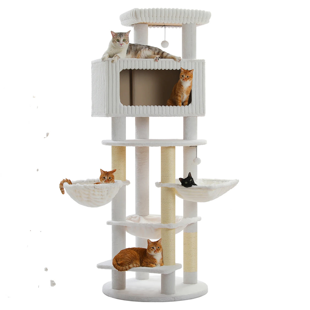 Arbre à Chat XXL Multi-Niveaux — Deux Condos et Grand Hamac