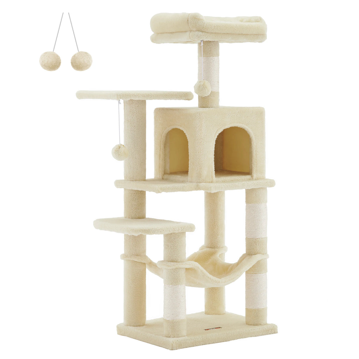 Arbre à Chat 112 cm — Tour Multi-Niveaux avec Griffoirs Sisal et 2 Perchoirs