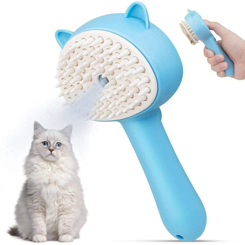Brosse Vapeur 3-en-1 pour Chat — Soies Silicone Douces