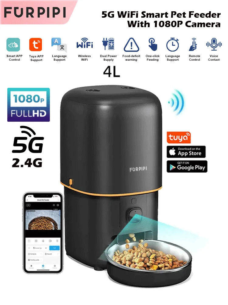 Distributeur de Croquettes Connecté avec Caméra 1080P — WiFi Tuya