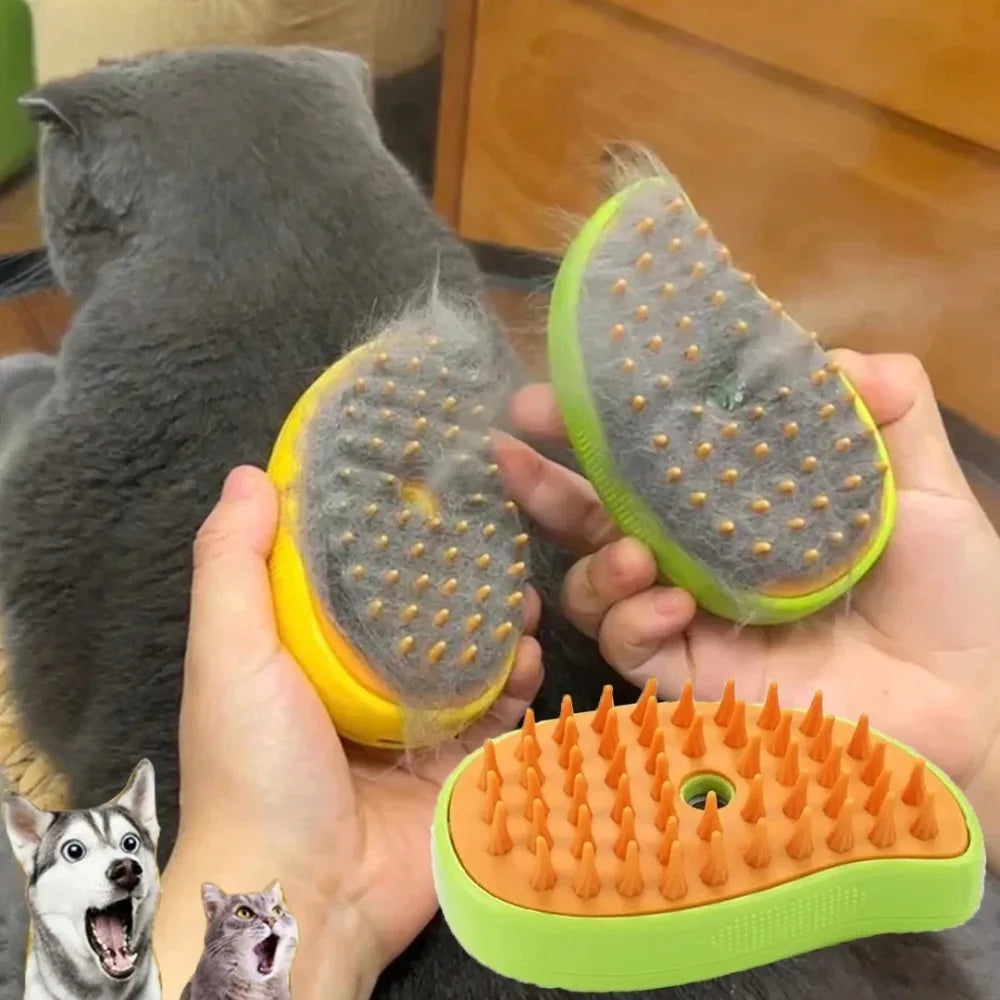 Brosse Vapeur 3-en-1 pour Chat — Spray, Massage et Nettoyage