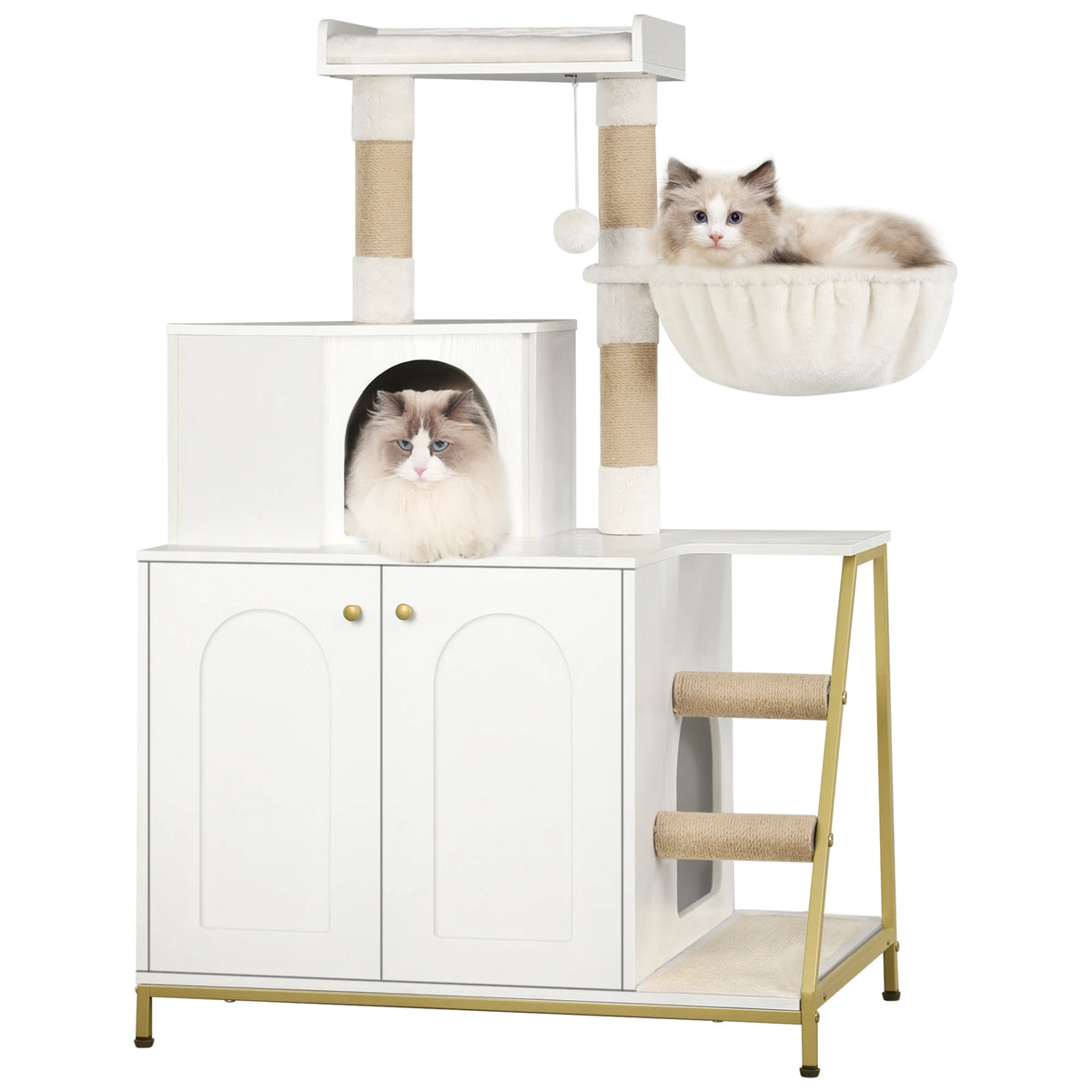 Arbre à Chat Meuble Litière 4-en-1 — Grande Plateforme