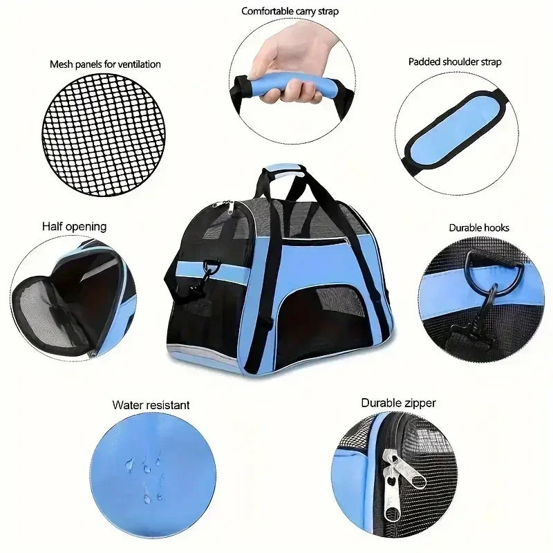 Sac de Transport Portable Respirant pour Chat — Maille Multi-Côtés