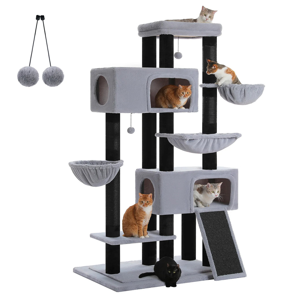 Arbre à Chat XXL Multi-Niveaux — Deux Condos et Grand Hamac