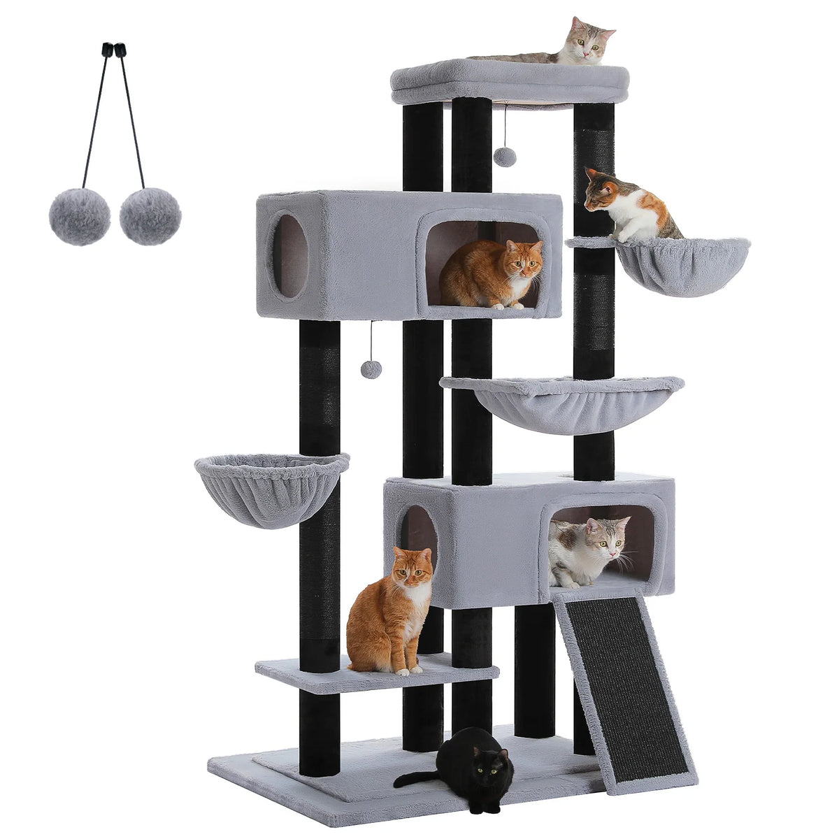 Arbre à Chat XXL Multi-Niveaux — Deux Condos et Grand Hamac