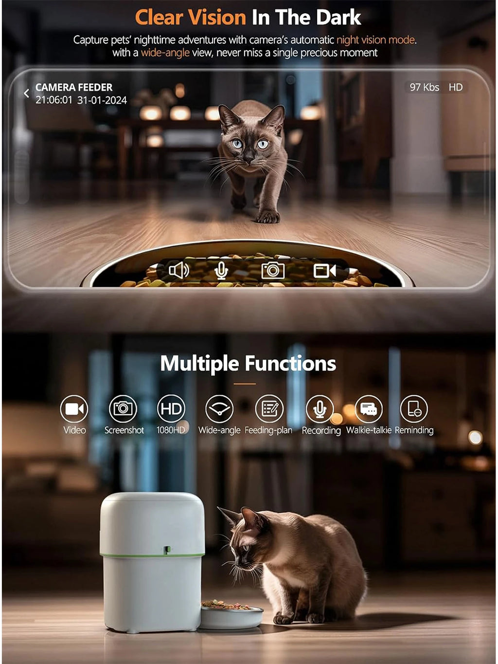 Distributeur de Croquettes Connecté 5G avec Caméra HD — WiFi Tuya