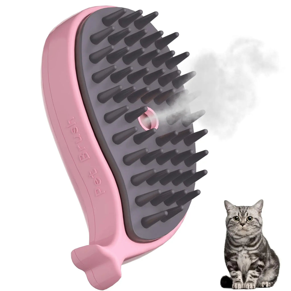 Brosse Vapeur 3-en-1 pour Chat — Soies Silicone Douces